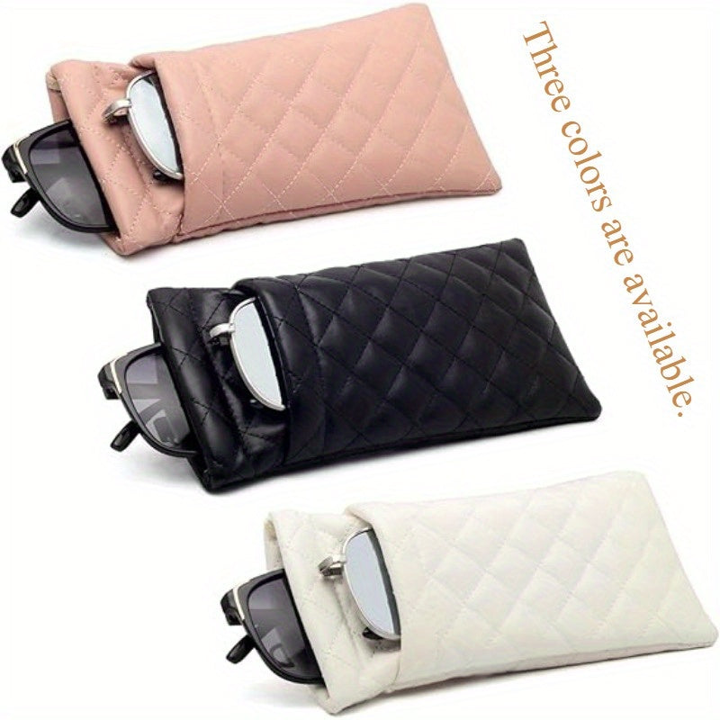 Кейс для очков из ПВХ-кожи двойного слоя с портативным дизайном, идеален для путешествий. Унисекс хранилище для мобильных телефонов и аксессуаров, подходит как для мужчин, так и для женщин.