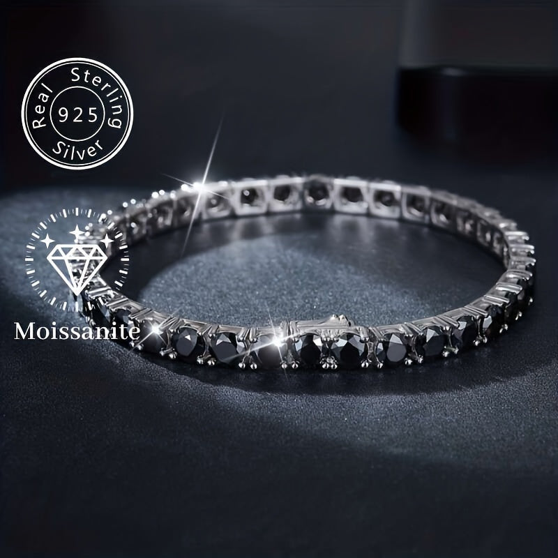 Women's Sterling Silver Moissanite Bracelet with Gold Plated Finish for Parties and Gifts