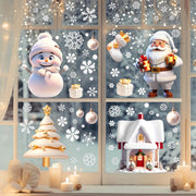 113 Christmas Window Clings Set Santa Snowman Holiday Decorations Waterproof Static Stickers