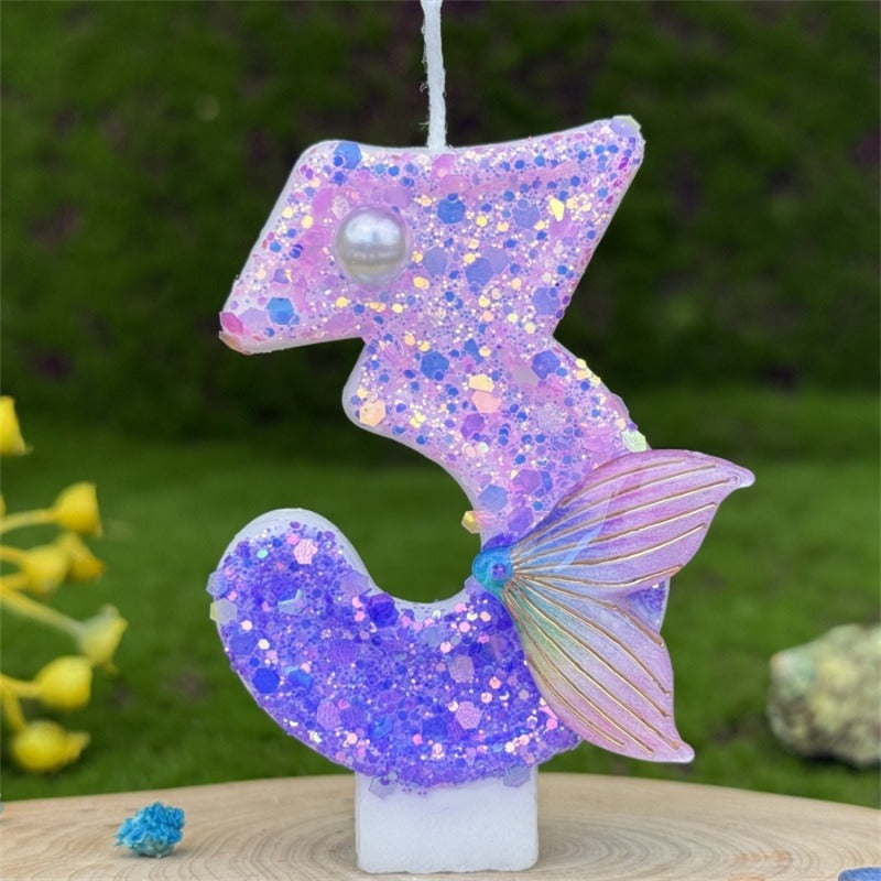3D Glittering Number Birthday Candle for Cakes Celebrations 1 Piece