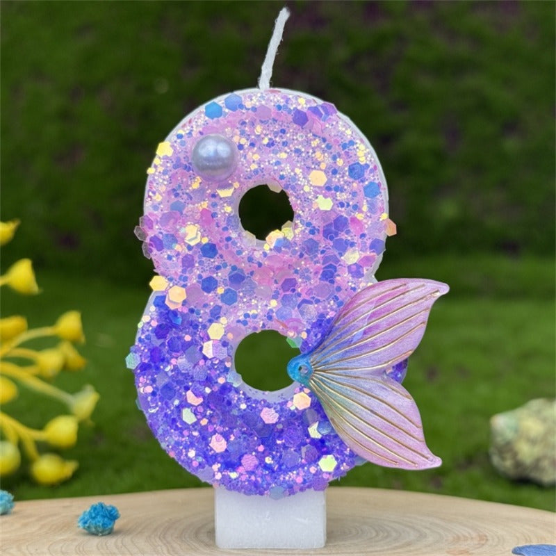 3D Glittering Number Birthday Candle for Cakes Celebrations 1 Piece