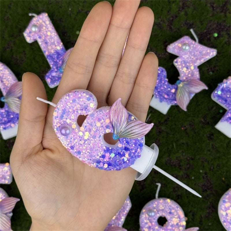 3D Glittering Number Birthday Candle for Cakes Celebrations 1 Piece