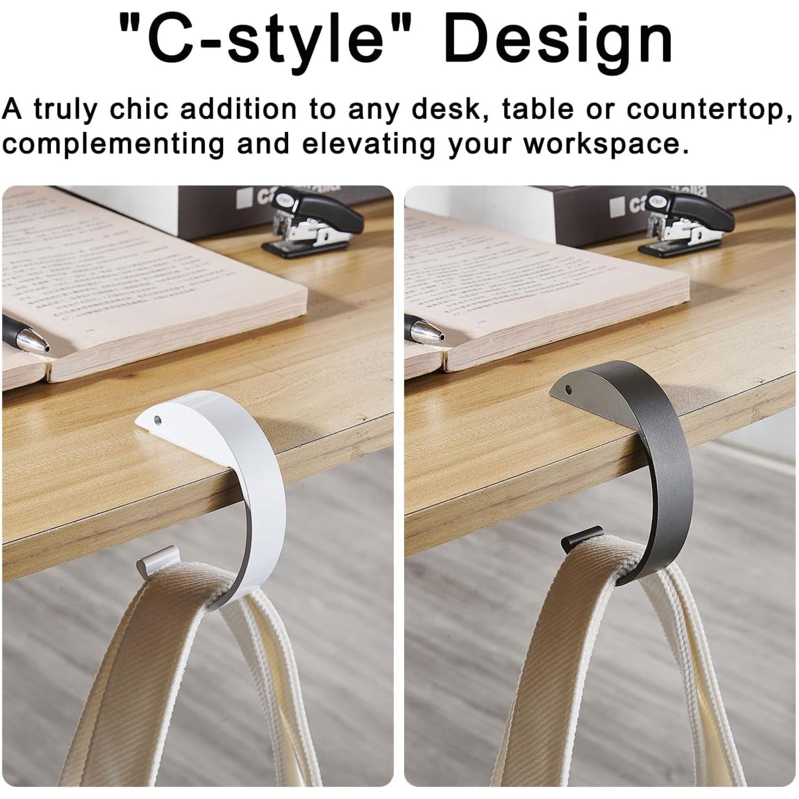 Juego de 2 ganchos portátiles para bolsos para mesas, soportes plegables para bolsos, colgadores de escritorio