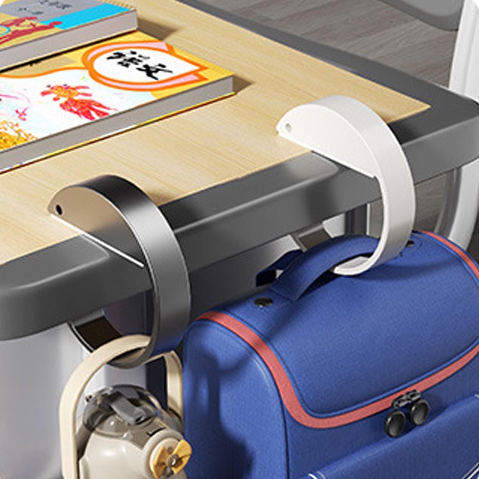 Juego de 2 ganchos portátiles para bolsos para mesas, soportes plegables para bolsos, colgadores de escritorio