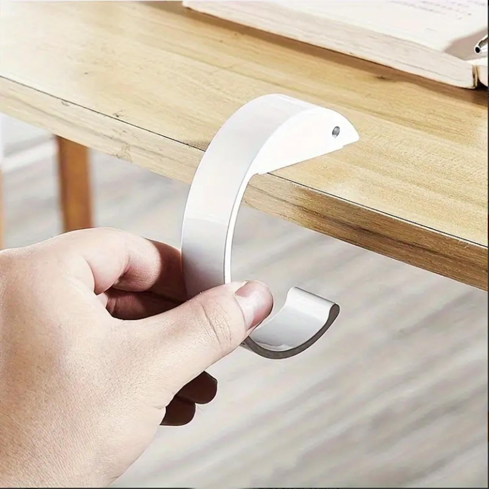 Juego de 2 ganchos portátiles para bolsos para mesas, soportes plegables para bolsos, colgadores de escritorio