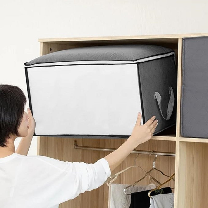 Bolsa de almacenamiento de lino impermeable, organizador rectangular para armario para ropa, edredones y mantas