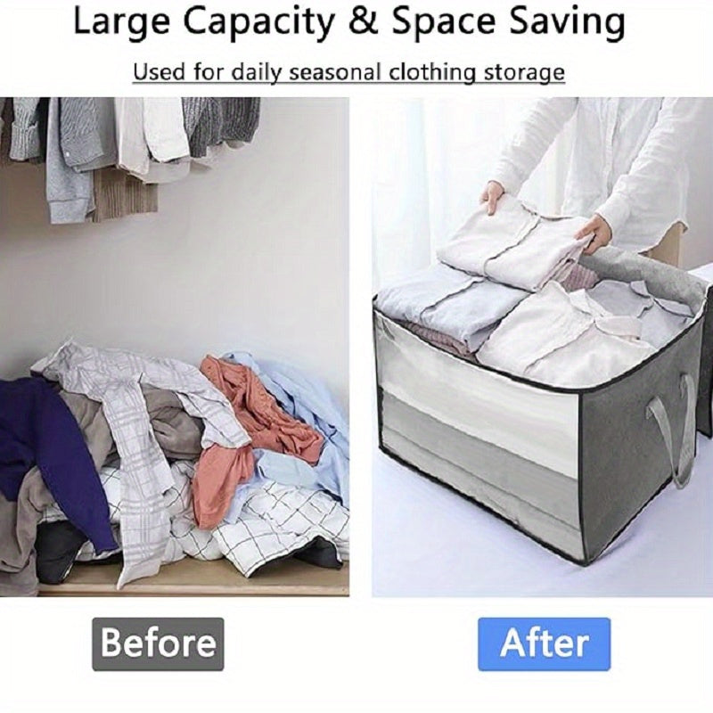 Bolsa de almacenamiento de lino impermeable, organizador rectangular para armario para ropa, edredones y mantas