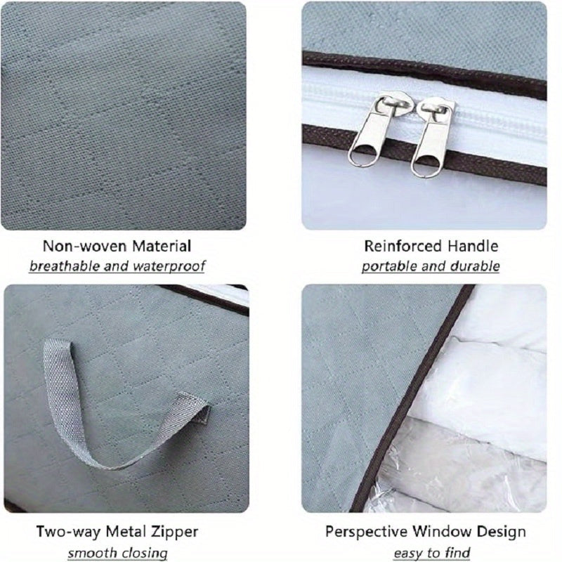 Bolsa de almacenamiento de lino impermeable, organizador rectangular para armario para ropa, edredones y mantas