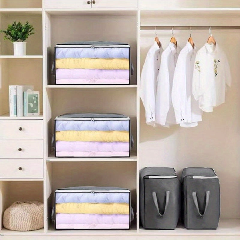 Bolsa de almacenamiento de lino impermeable, organizador rectangular para armario para ropa, edredones y mantas