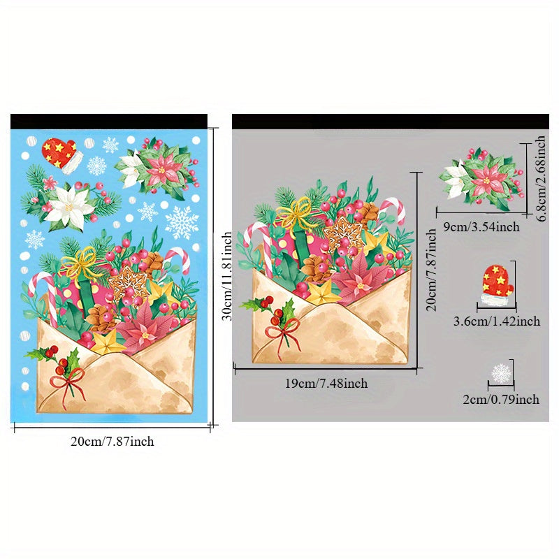 Watercolor Christmas Window Stickers Santa Snowman Wreath Tree Elk Decor