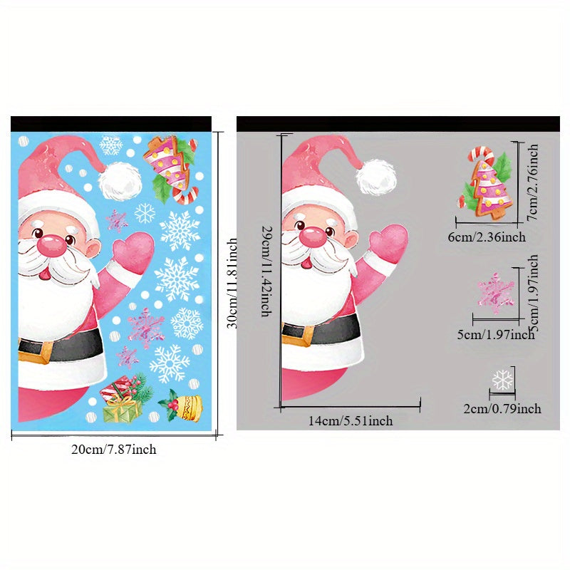 Watercolor Christmas Window Stickers Santa Snowman Wreath Tree Elk Decor