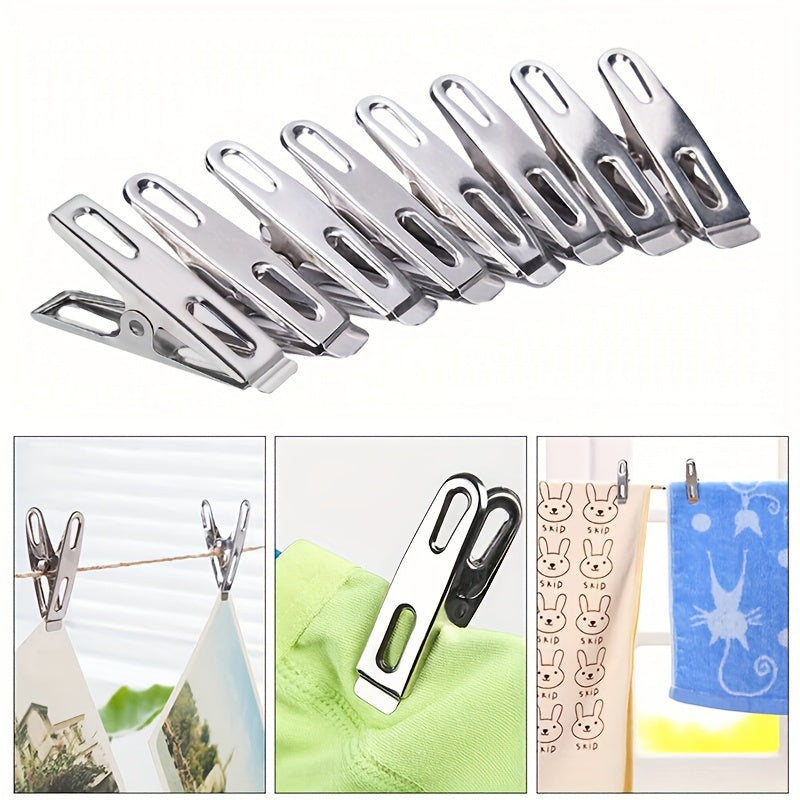 20 Pcs Heavy-Duty Stainless Steel Clothes Pins Windproof Laundry Clips