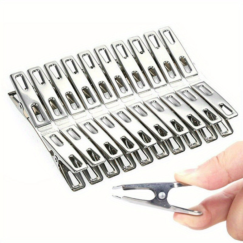 20 Pcs Heavy-Duty Stainless Steel Clothes Pins Windproof Laundry Clips