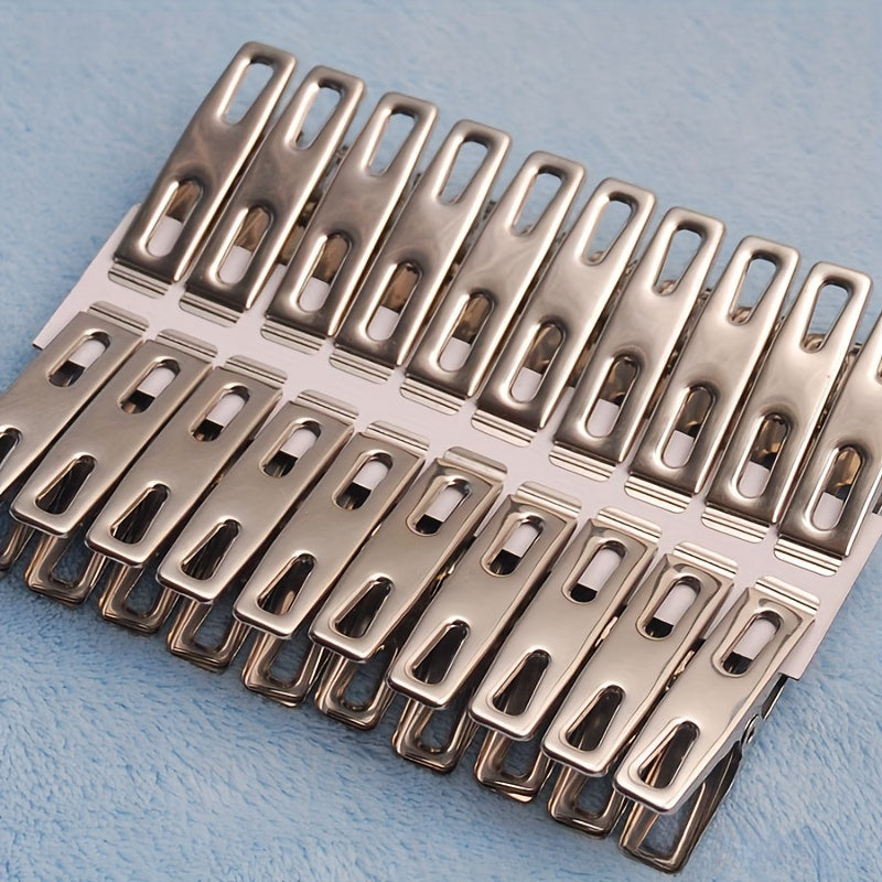 20 Pcs Heavy-Duty Stainless Steel Clothes Pins Windproof Laundry Clips
