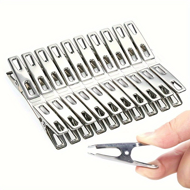 20 Pcs Heavy-Duty Stainless Steel Clothes Pins Windproof Laundry Clips