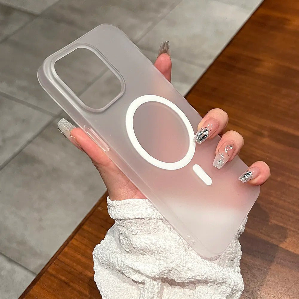 Ultra-Thin Translucent Matte Phone Case for iPhone Wireless Charging Hard PC Cover
