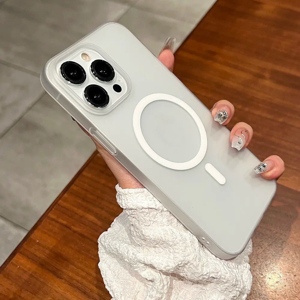 Ultra-Thin Translucent Matte Phone Case for iPhone Wireless Charging Hard PC Cover