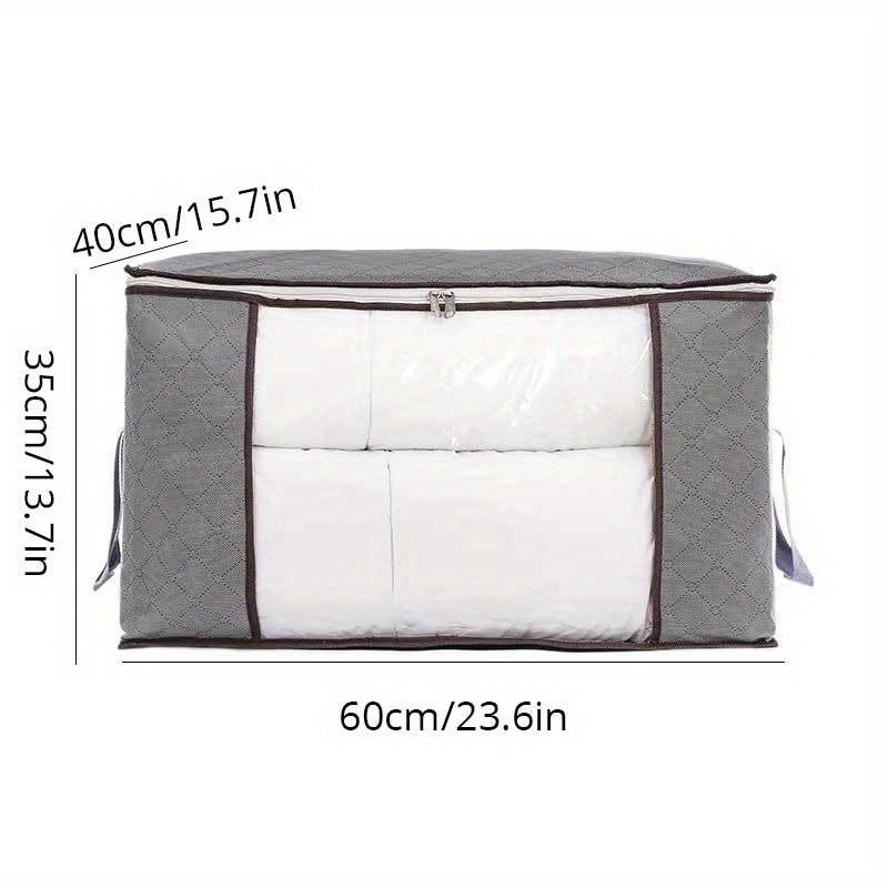 Large Capacity Storage Bag Non-Woven Fabric Zipper Organizer for Clothing and Quilts