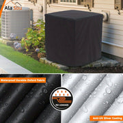 Central Air Conditioner Cover Set Black Waterproof Dustproof Freeze-Resistant with Ventilated Mesh