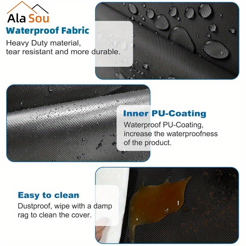 Central Air Conditioner Cover Set Black Waterproof Dustproof Freeze-Resistant with Ventilated Mesh