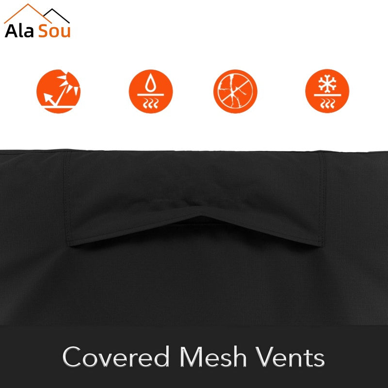 Central Air Conditioner Cover Set Black Waterproof Dustproof Freeze-Resistant with Ventilated Mesh