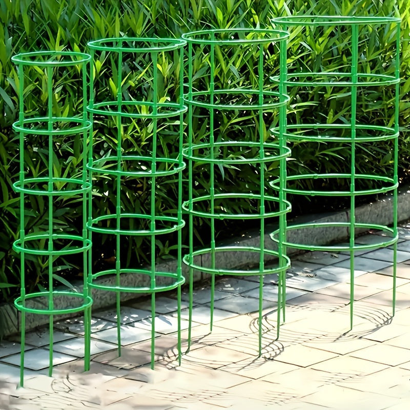 60 Pack Stackable Plastic Plant Support Rings for Flowers and Climbing Plants Green