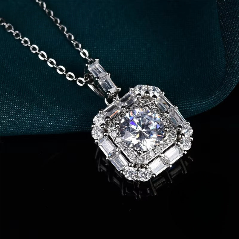 Moissanite Pendant Necklace 5 Carat S925 Silver Elegant Jewelry for Women
