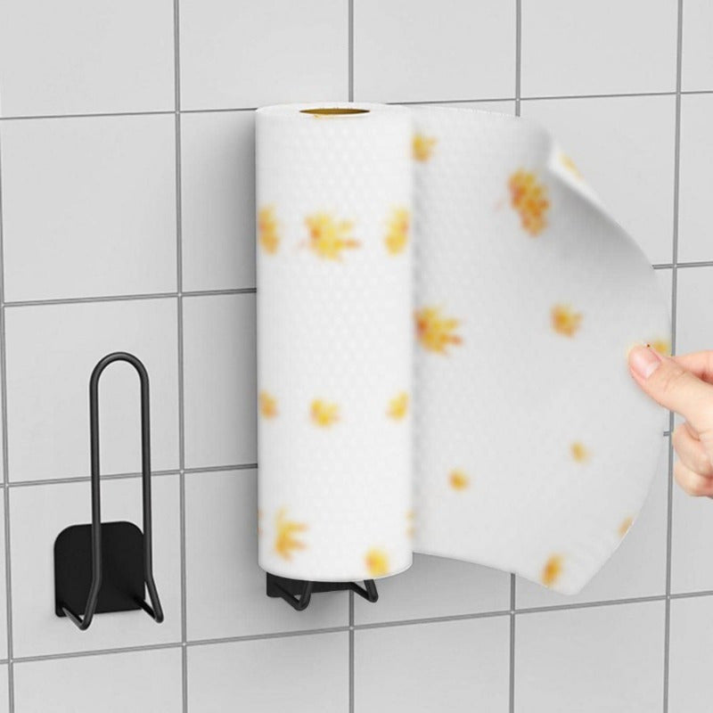 Iron Wall Mount Paper Towel Holder with Flower Pattern for Kitchen Bathroom