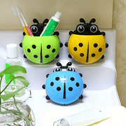 Organizador de soporte para cepillos de dientes montado en la pared Ladybug para pasta de dientes y cepillos de dientes, sin electricidad