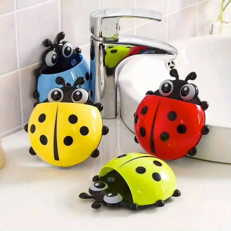 Organizador de soporte para cepillos de dientes montado en la pared Ladybug para pasta de dientes y cepillos de dientes, sin electricidad