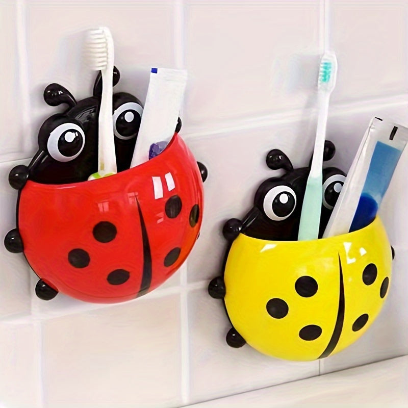Organizador de soporte para cepillos de dientes montado en la pared Ladybug para pasta de dientes y cepillos de dientes, sin electricidad