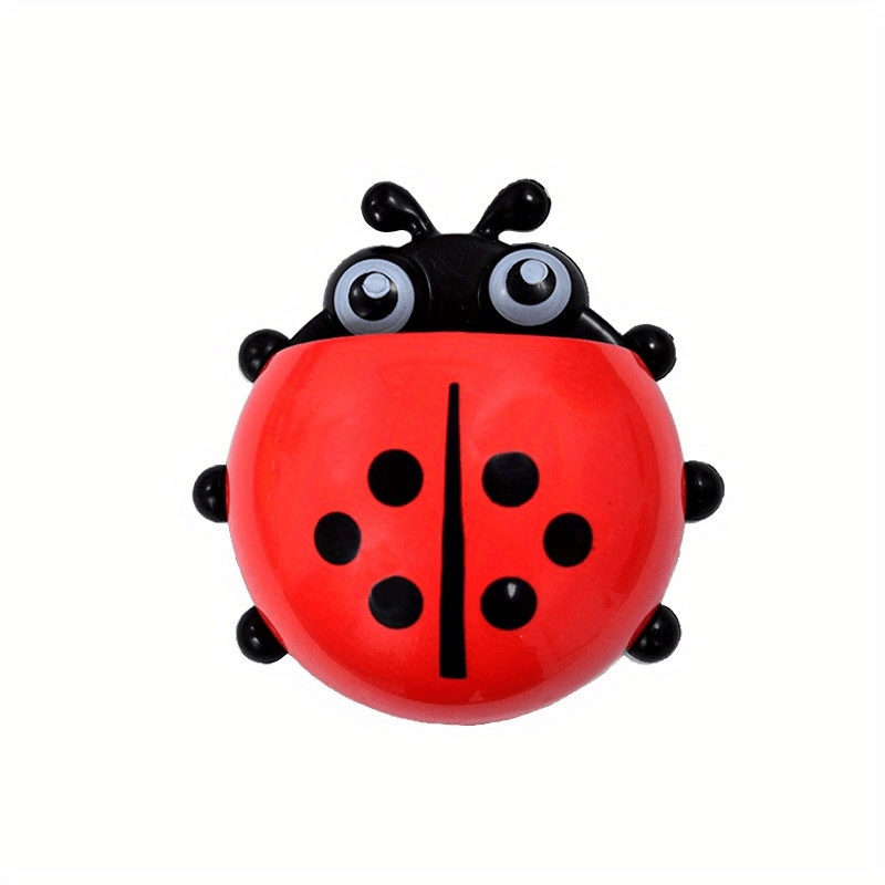 Wall-Mounted Ladybug Toothbrush Holder Suction Cup Bathroom Organizer for Toothpaste and Brushes