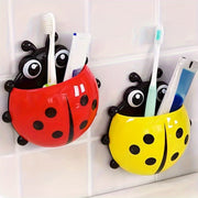 Wall-Mounted Ladybug Toothbrush Holder Suction Cup Bathroom Organizer for Toothpaste and Brushes