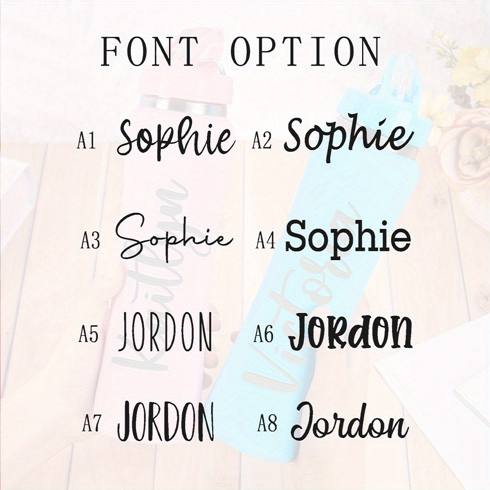 Персонализированная бутылка из нержавеющей стали с трубочкой для спорта и подарков