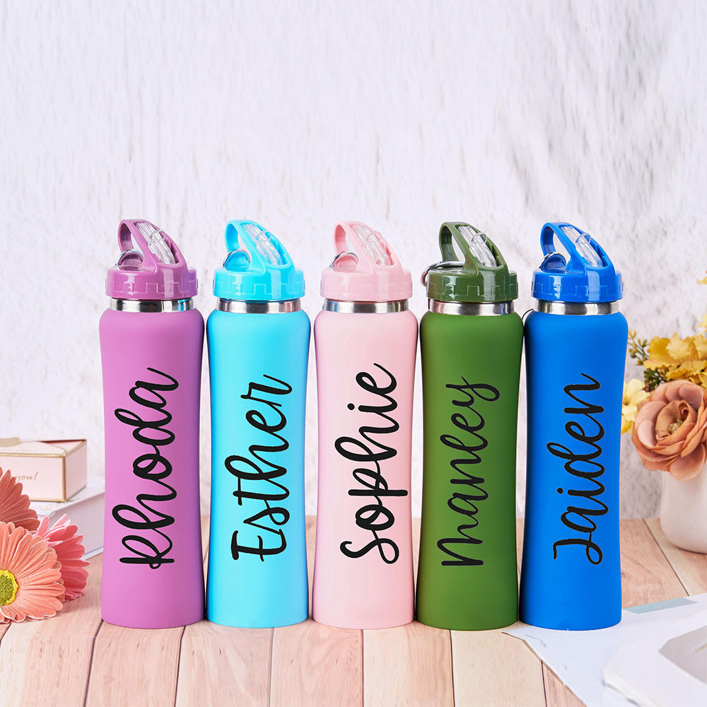 Персонализированная бутылка из нержавеющей стали с трубочкой для спорта и подарков