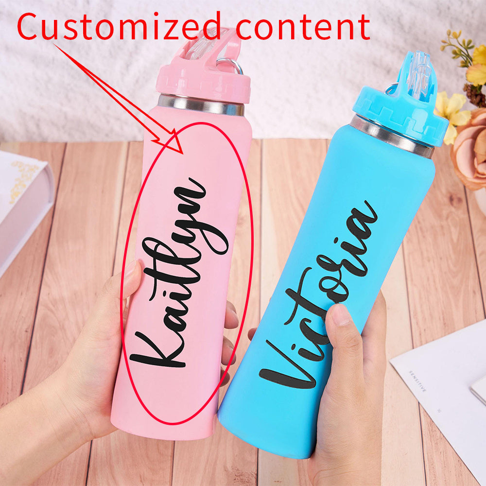 Personalized Stainless Steel Water Bottle with Straw for Sports and Gifts