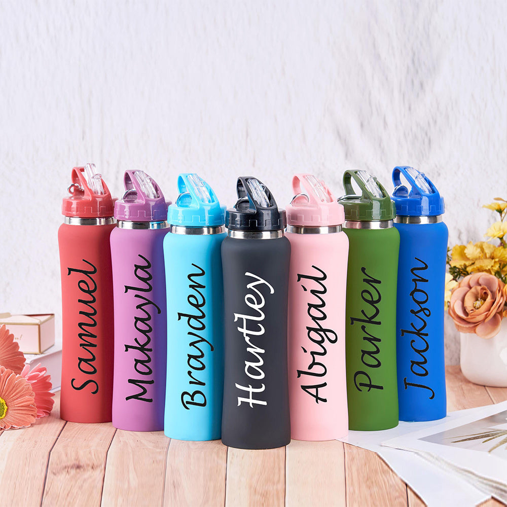 Personalized Stainless Steel Water Bottle with Straw for Sports and Gifts