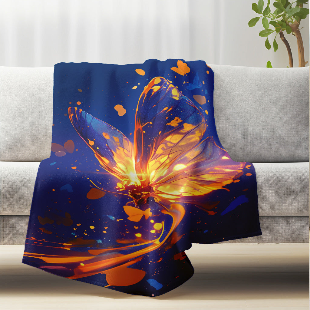 Lightweight Plush Throw Blanket with Butterfly Design Knitted Polyester Flannel for Sofa and All Seasons