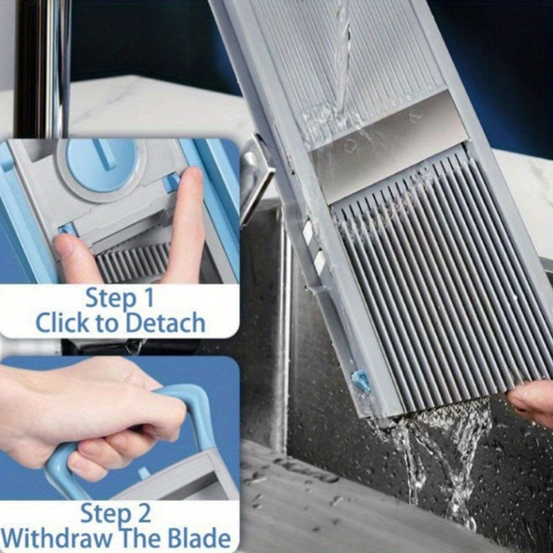 Hand-Powered Vegetable Mandoline Slicer with Grater, Compact Kitchen Cutter