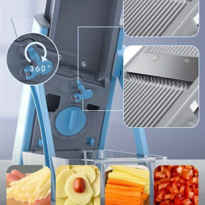 Hand-Powered Vegetable Mandoline Slicer with Grater, Compact Kitchen Cutter