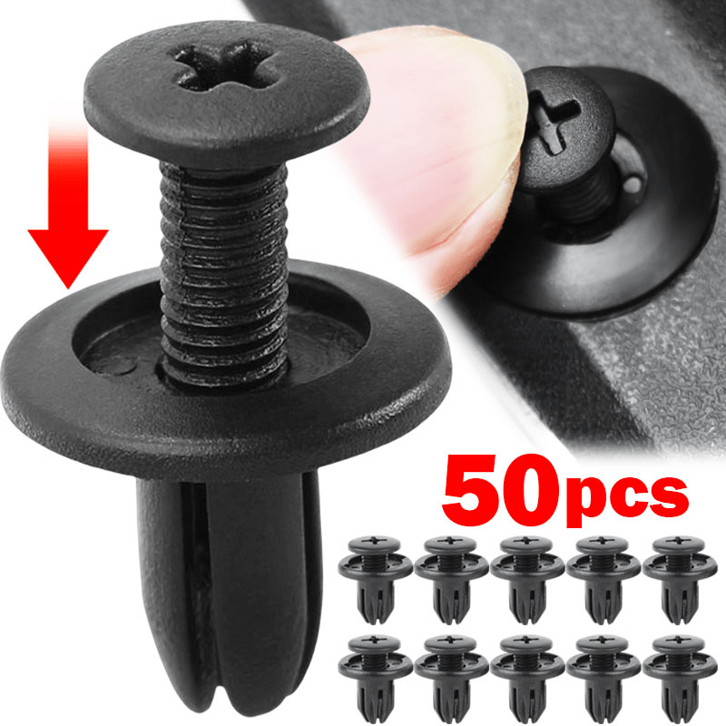 50pcs Black Plastic Rivets Car Door Panel Fastener Clips 8mm Hole