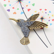 Elegant Hummingbird Brooch Pin with Rhinestones Enamel Jewelry for Women