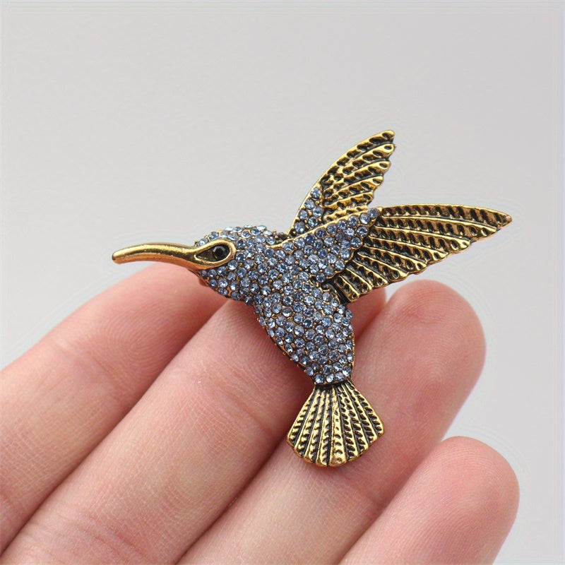 Elegant Hummingbird Brooch Pin with Rhinestones Enamel Jewelry for Women