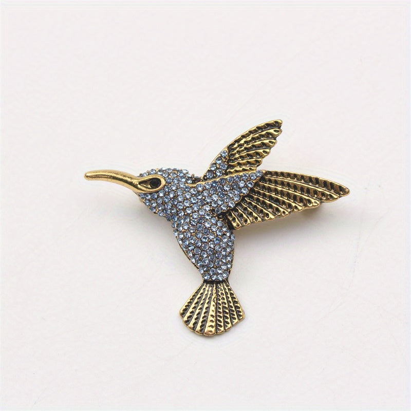 Elegant Hummingbird Brooch Pin with Rhinestones Enamel Jewelry for Women