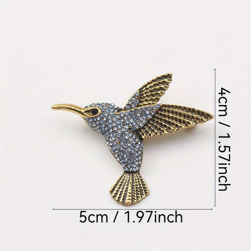 Elegant Hummingbird Brooch Pin with Rhinestones Enamel Jewelry for Women