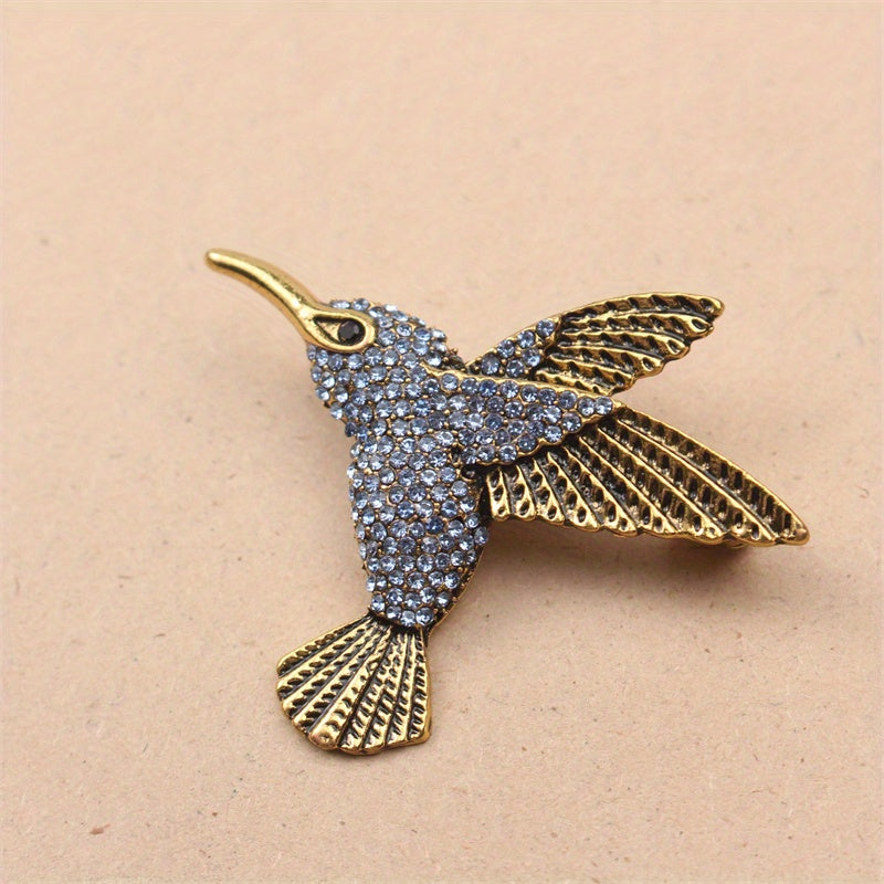 Elegant Hummingbird Brooch Pin with Rhinestones Enamel Jewelry for Women