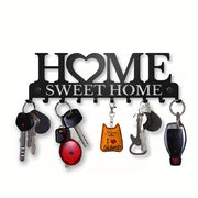 Qora metall devor uchun qulf va bezakli tutqichlar bilan kiyimlar, shlyapalar va uy uchun saqlash uchun tashkilotchi