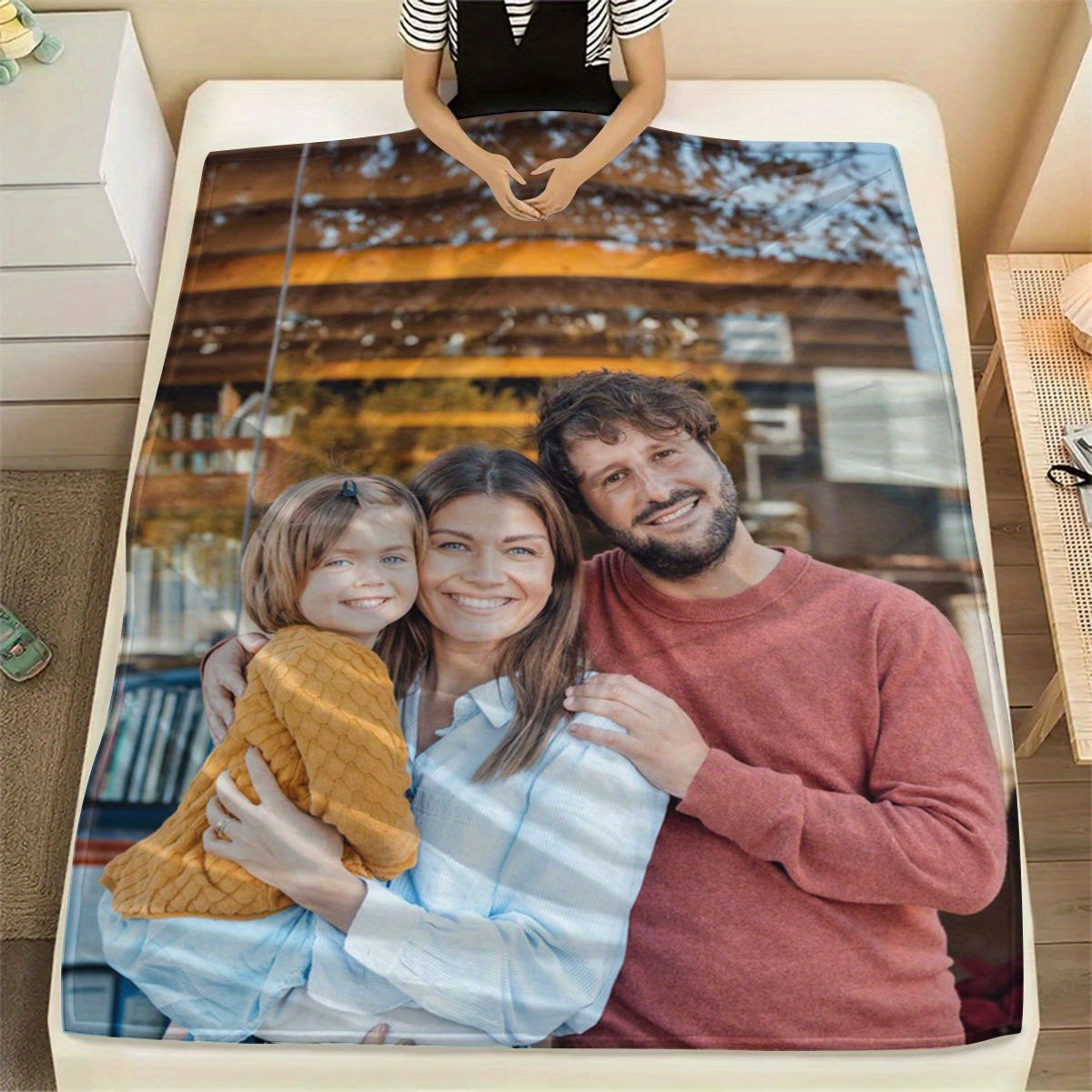 Custom Photo Flannel Blanket Soft Cozy Polyester Digital Print for All Seasons