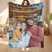 Custom Photo Flannel Blanket Soft Cozy Polyester Digital Print for All Seasons