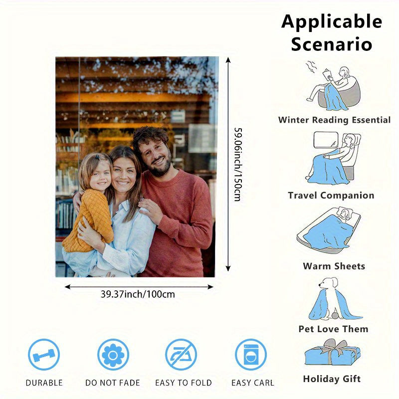 Custom Photo Flannel Blanket Soft Cozy Polyester Digital Print for All Seasons